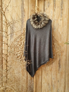 TEX055- Poncho de lana Merino y Cachemere - comprar online