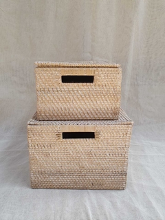 RRR215 - Caja rectangular con tapa en juego de dos blanco G40x30x22cmH / Ch35x27x16cmH - comprar online