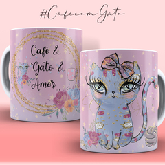 Caneca café com gato na internet