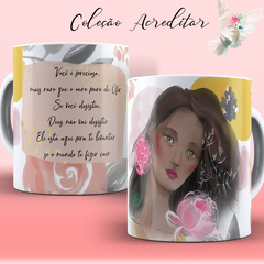 Caneca motivacional acreditar na internet