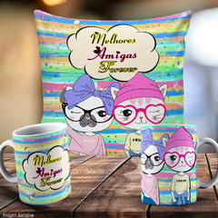 CANECAS BEST FRIENDS COM ALMOFADA - By Cris Goyanna - Cestas e Produtos Personalizados