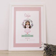 Cuadrito Comunión Lunares Rosas - comprar online
