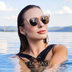 Óculos solar Laura bege transparente demi lente marrom - comprar online