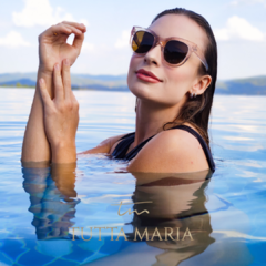 Óculos solar Laura bege transparente demi lente marrom - Tutta Maria vivendo o seu estilo