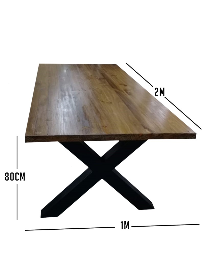 Mesa patas de hierro en cruz