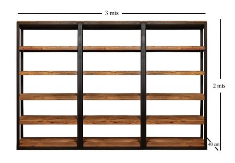 Estanteria comercial reforzada hierro y madera 130x40x2 - CuartoG