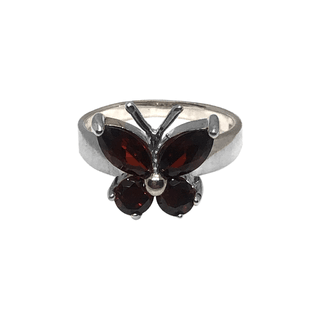 Anel de prata 925 com borboleta de zirconia vermelha