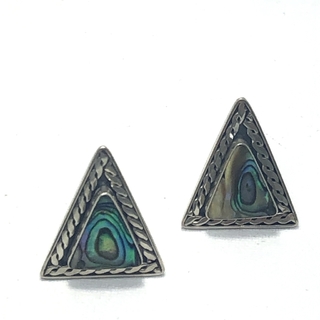 Brinco triângulo com abalone em prata 925