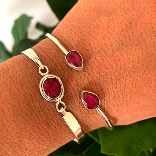 Pulseira Bracelete de Prata 925 com pedra natural rubi - comprar online