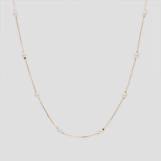 Colar choker dourado com pérolas folheado em ouro 18k