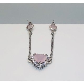Pulseira em prata 925 com coração rosa quartzo