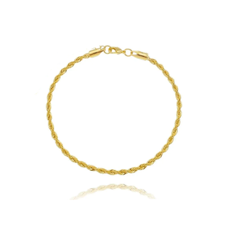 Pulseira dourada cordão baiano fino folheada em ouro 18k