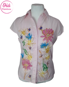 Blusa Samambaia rosa flores