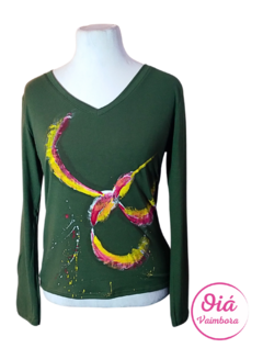 Remera Rukawe Colibrí, verde oscuro talle único abarca hasta L