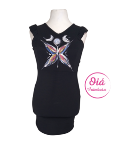 vestido mirna negro pintado mariposa