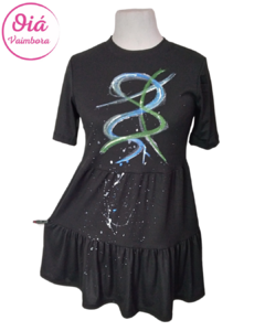 Vestido Bali negro abstracto pintado S,M