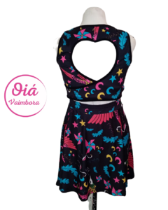 Vestido Isabel colibries, negro M/L - tienda online