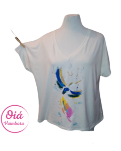 Remera Rita blanca colibri talle único