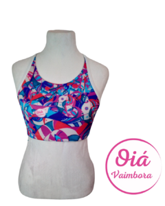 Top bikini estampa abstracta