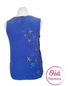 Blusa Seda azul flores - comprar online