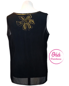 Blusa de gasa Minerva negra abstracta - comprar online