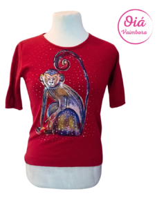 Remera Roots monky, rojo M/L