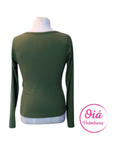 Remera Luana manga larga Mediteishon, verde seco S/M - comprar online