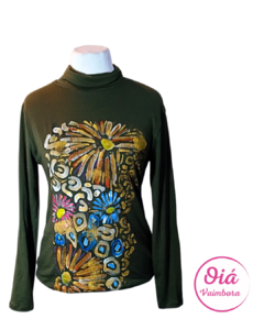 Polera Bob Floral Energético, verde oscuro L