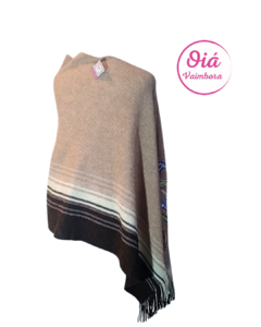 Poncho Jujuy Abstracto, camel/chocolate abarca todos los talles - comprar online