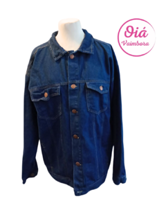 Campera de Jean pintada a mano con Dragón y Runas Oiá Vaimbora XL - comprar online