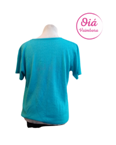 Remera Floral, turqueza L - comprar online