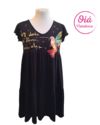 Vestido Miel Colibrí sagrado, negro de M a XL -