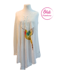 Vestido Alegría Colibrí, blanco abarca hasta XL