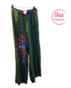 Pantalón palazzo buen dia ojo felino, verde L -