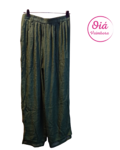 Pantalón palazzo buen dia ojo felino, verde L - - comprar online