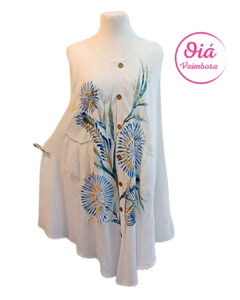 Vestido Buen Día jardín azul, blanco abarca desde M a XXL - comprar online