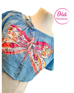 Top indi mariposa, celeste S/M - comprar online