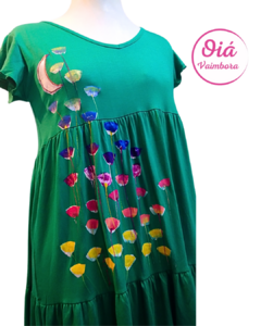 Vestido Miel Flores hasta la luna, verde esmeralda de M a XL