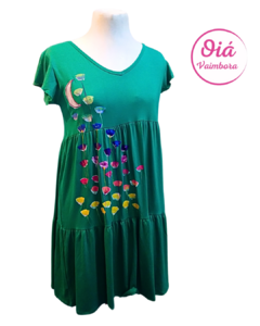 Vestido Miel Flores hasta la luna, verde esmeralda de M a XL - comprar online