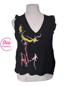 blusa gina negra abstracta