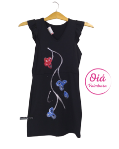 vestido mirna negro pintado flores