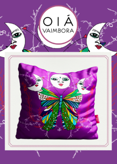 funda de almohadón violeta mariposa