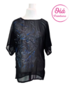 blusa Boa negra abstracta