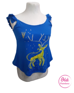 musculosa Camilo azul pintado ciervo