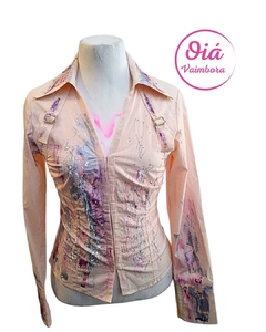 Camisa Rose abstracta, rosa S/M