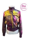 Campera vintage foil violeta S