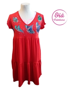 Vestido Miel mariposa en vuelo, rojo de M a XL