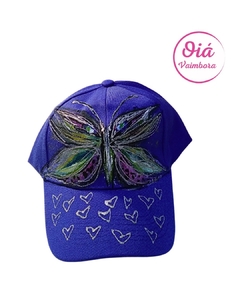 Gorra azul mariposa amorosa