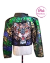 Campera ochentosa tigre cuero M/L