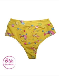 Bombacha bikini amarilla estampa pajaros - comprar online